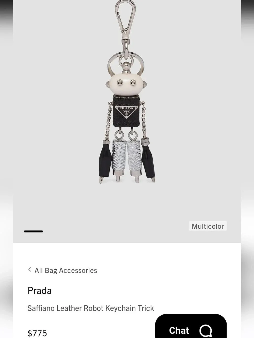 Prada Saffiano Leather Robot Keychain Key Chain Trick In SAKS NOW $775